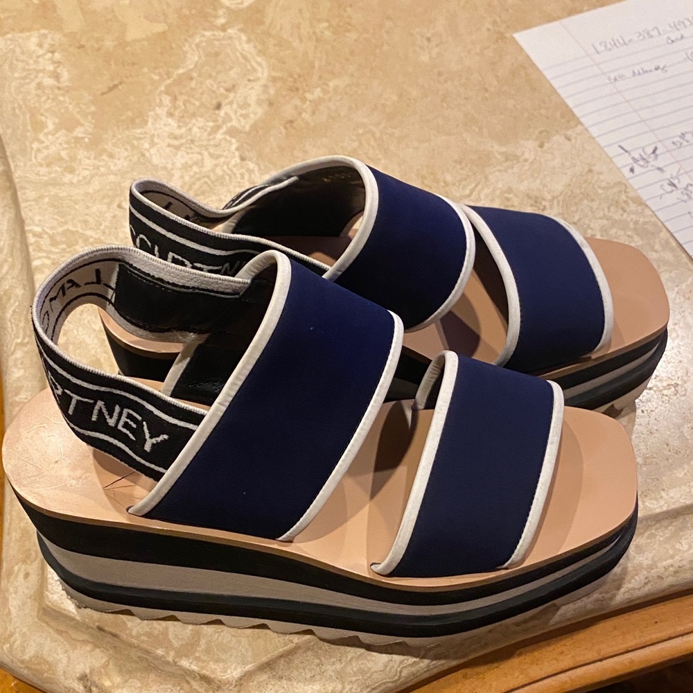 Stella McCartney Navy and White Platform Sandals